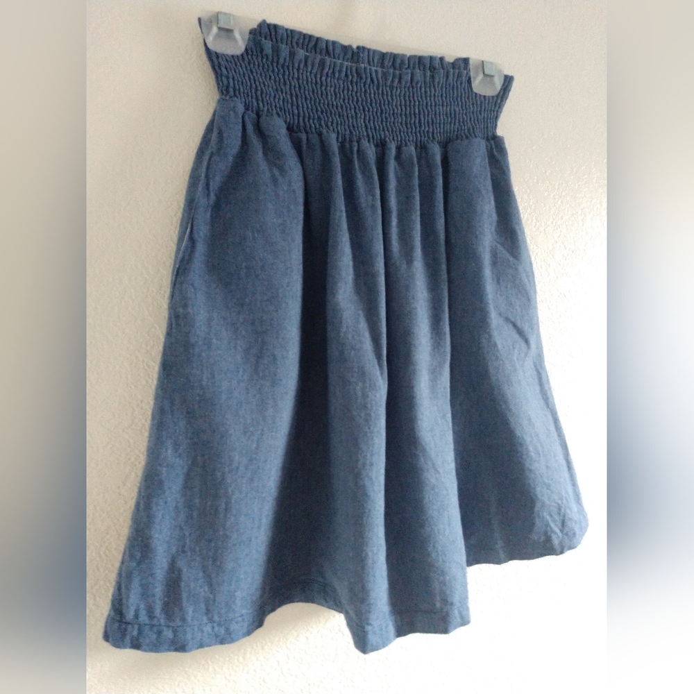 Merrick White Women's Short Skirt Blue Elastic Waist Pull On Size Large - Picture 2 of 9